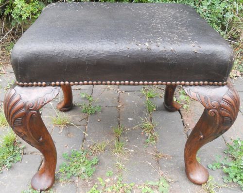 Mahogany Framed Upholstered Dressing Stool
