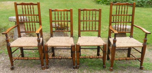 SET OF FOUR LANCASHIRE STYLE ELM RUSH SEAT DINING CHAIRS - ADDITIONAL PHOTO 3
