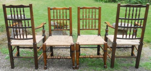 SET OF FOUR LANCASHIRE STYLE ELM RUSH SEAT DINING CHAIRS - ADDITIONAL PHOTO 6