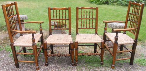 SET OF FOUR LANCASHIRE STYLE ELM RUSH SEAT DINING CHAIRS - ADDITIONAL PHOTO 8