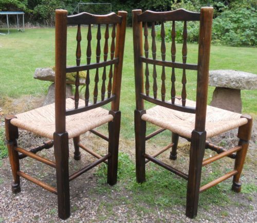 SET OF FOUR LANCASHIRE STYLE ELM RUSH SEAT DINING CHAIRS - ADDITIONAL PHOTO 10