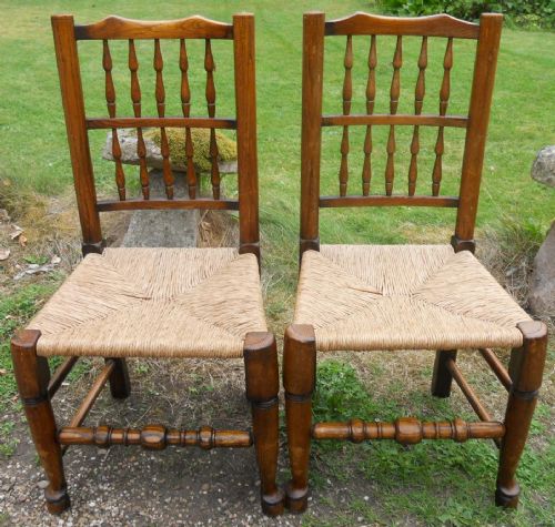 SET OF FOUR LANCASHIRE STYLE ELM RUSH SEAT DINING CHAIRS - ADDITIONAL PHOTO 11