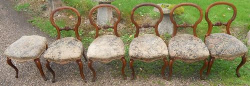 SET OF FIVE VICTORIAN WALNUT DINING CHAIRS - ADDITIONAL PHOTO 1