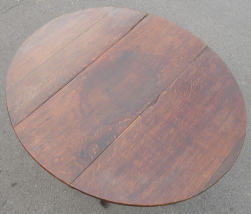 ANTIQUE OAK OVAL DROPLEAF TABLE - ADDITIONAL PHOTO 4