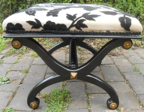 Asthetic Movement Ebonized Cross Frame Stool