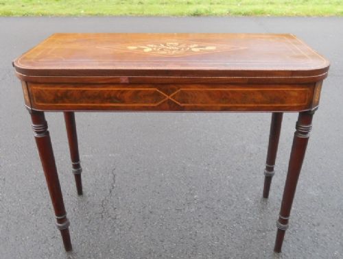 Georgian Inlaid Mahogany Fold Over Tea Table