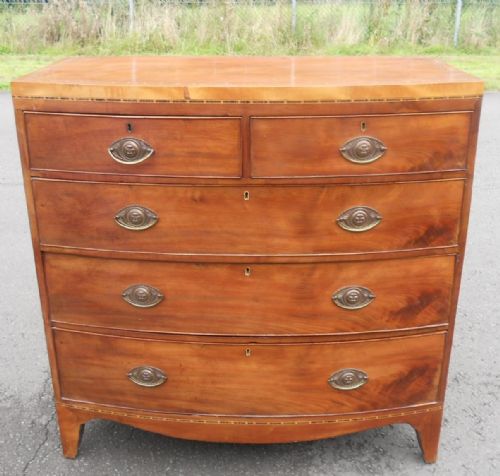 Georgian Inlaid Mahogany Bowfront Chest of Drawers