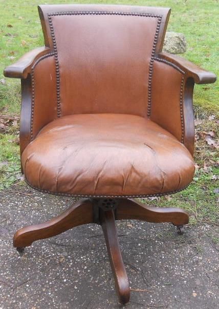 Oak Framed Swivel Office Armchair