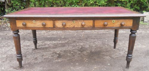 Victorian Large Oak Writing Table