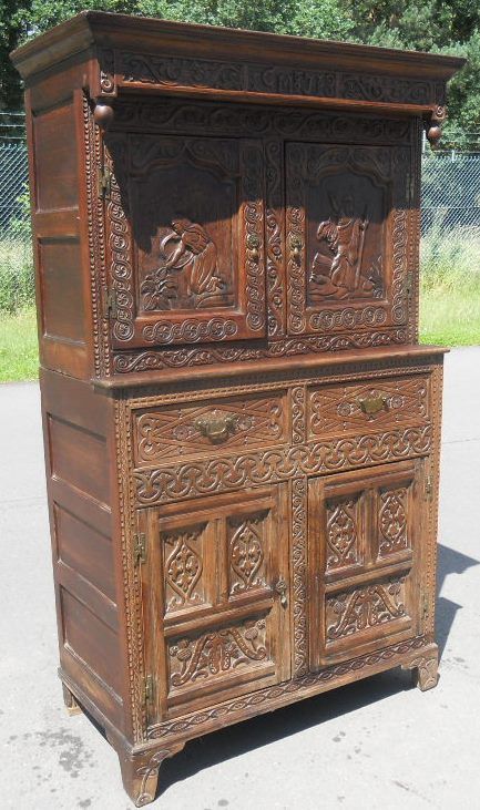 Antique Carved Oak Court Cupboard
