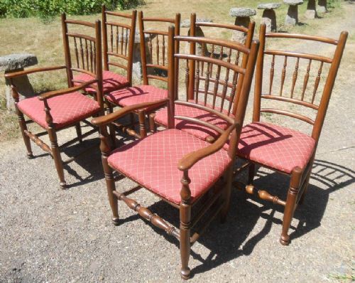 Set of Six Spindleback Oak Dining Chairs
