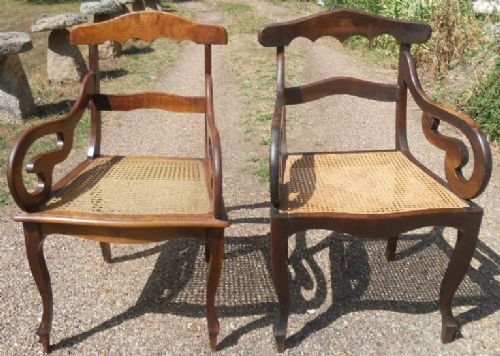 Pair Regency Library Carver Armchairs
