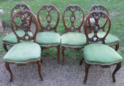 Set of Six Victorian Walnut Dining Chairs