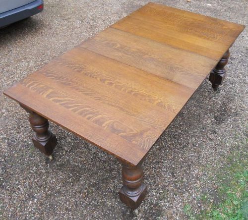 Edwardian Oak Extending Dining Table to Seat Eight