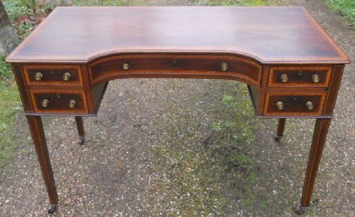 Edwardian Inlaid Mahogany Kneehole Writing Desk