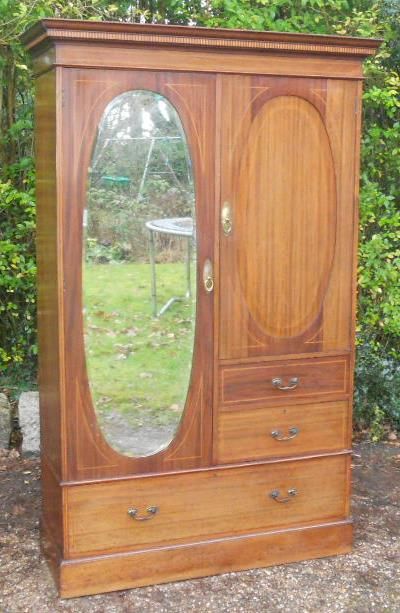 fig 1. Edwardian Inlaid Mahogany Combination Wardrobe