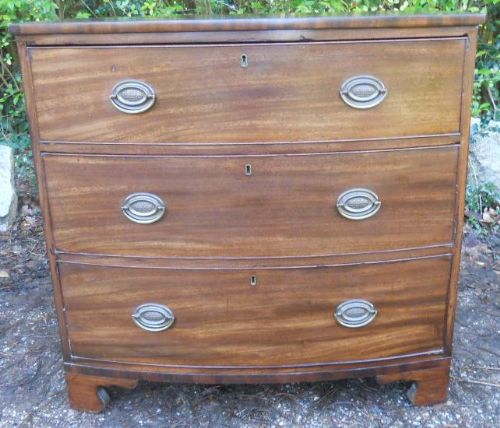 Georgian Small Mahogany Bowfront Chest of Drawers