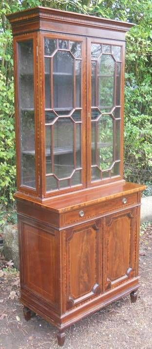 fig 1. Edwardian Inlaid Mahogany Cabinet Bookcase