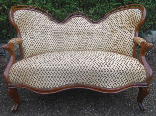 Victorian Mahogany Framed Triple Back Upholstered Settee