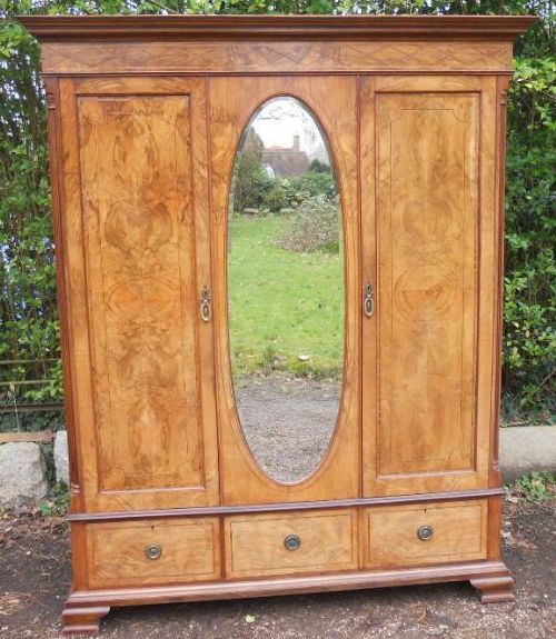 fig 1. Shapland & Petter Edwardian Burr Walnut Hanging Wardrobe