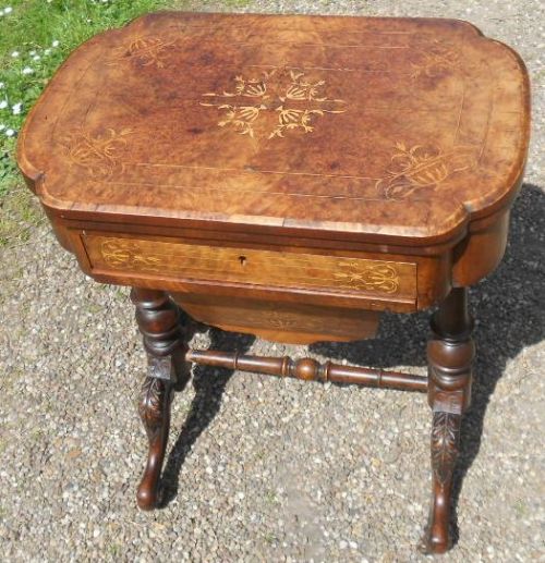 fig 1. Victorian Inlaid Walnut Foldover Games Table
