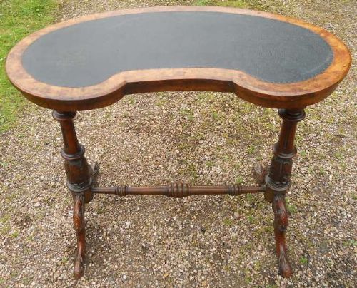 Victorian Small Walnut Kidney Writing Table