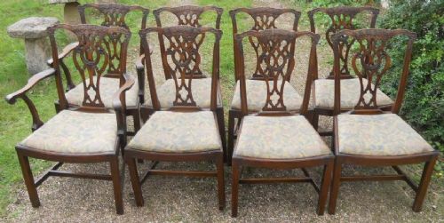 Set of Eight Chippendale Style Mahogany Dining Chairs