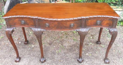 Serpentine Mahogany Console Serving Table