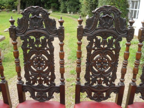 SET OF SIX VICTORIAN HEAVILY CARVED OAK DINING CHAIRS - ADDITIONAL PHOTO 7