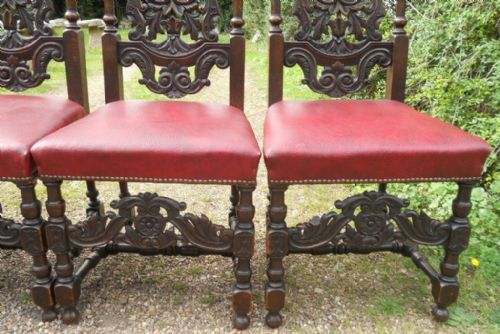 SET OF SIX VICTORIAN HEAVILY CARVED OAK DINING CHAIRS - ADDITIONAL PHOTO 9