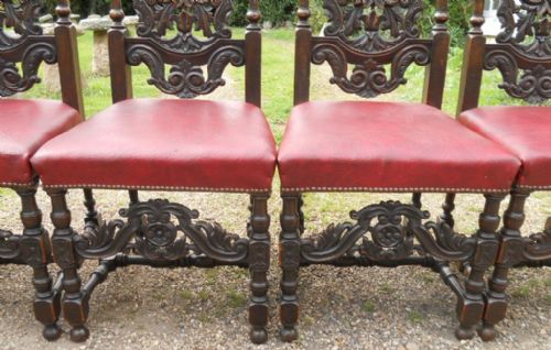 SET OF SIX VICTORIAN HEAVILY CARVED OAK DINING CHAIRS - ADDITIONAL PHOTO 10