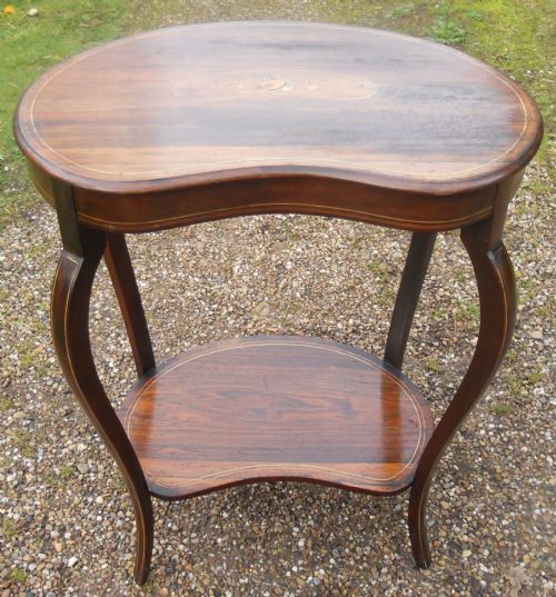 EDWARDIAN INLAID ROSEWOOD KIDNEY SHAPED OCCASIONAL TABLE - ADDITIONAL PHOTO 1