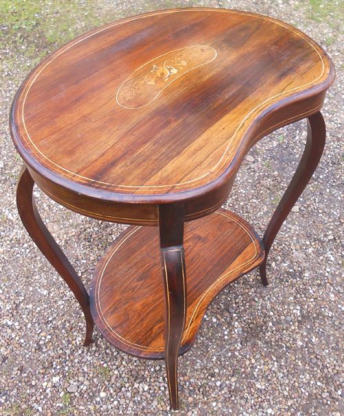 EDWARDIAN INLAID ROSEWOOD KIDNEY SHAPED OCCASIONAL TABLE - ADDITIONAL PHOTO 3