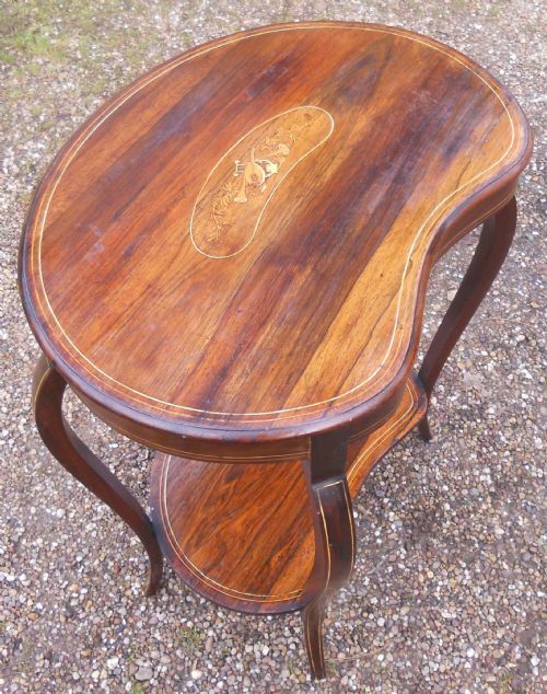 EDWARDIAN INLAID ROSEWOOD KIDNEY SHAPED OCCASIONAL TABLE - ADDITIONAL PHOTO 4