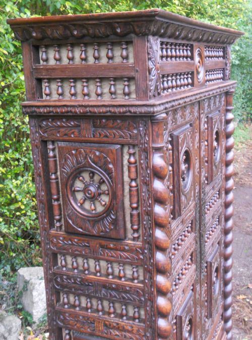 VICTORIAN CARVED BRETON CUPBOARD - ADDITIONAL PHOTO 4