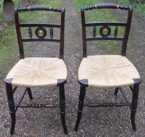 Pair Regency Ebonized Side Chairs