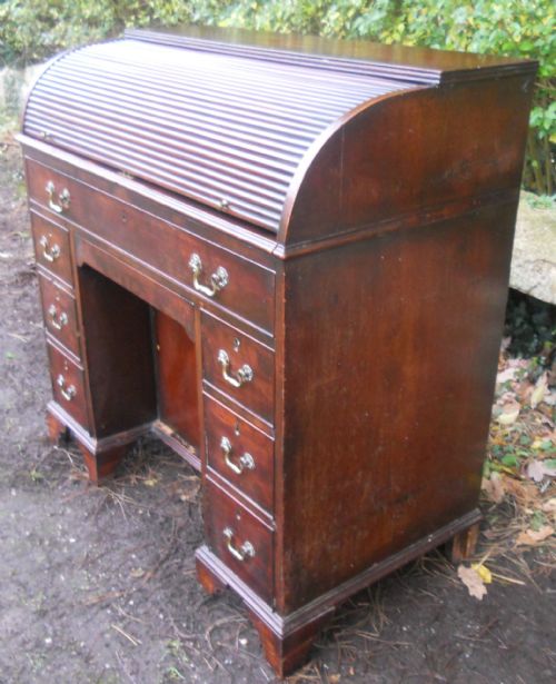 GEORGIAN SMALL MAHOGANY ROLLTOP DESK - ADDITIONAL PHOTO 2