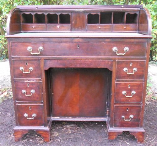 GEORGIAN SMALL MAHOGANY ROLLTOP DESK - ADDITIONAL PHOTO 3