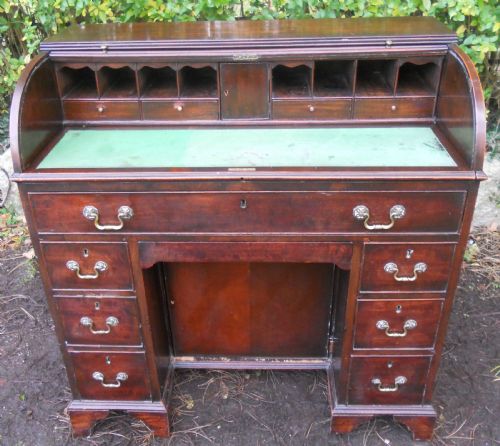 GEORGIAN SMALL MAHOGANY ROLLTOP DESK - ADDITIONAL PHOTO 7