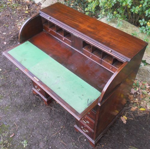 GEORGIAN SMALL MAHOGANY ROLLTOP DESK - ADDITIONAL PHOTO 8