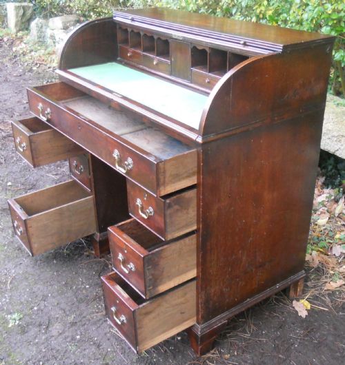 GEORGIAN SMALL MAHOGANY ROLLTOP DESK - ADDITIONAL PHOTO 10