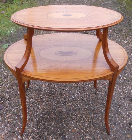 EDWARDIAN SATIN WOOD TWO TIER CENTRE OCCASIONAL TABLE - ADDITIONAL PHOTO 1