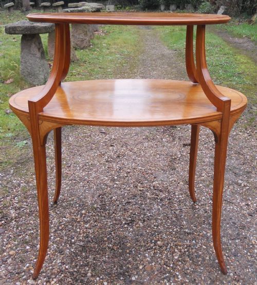 EDWARDIAN SATIN WOOD TWO TIER CENTRE OCCASIONAL TABLE - ADDITIONAL PHOTO 2