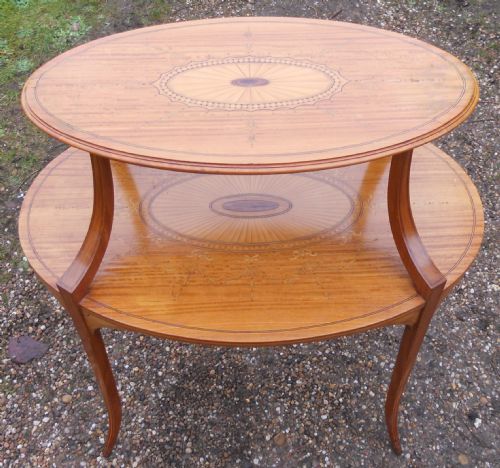 EDWARDIAN SATIN WOOD TWO TIER CENTRE OCCASIONAL TABLE - ADDITIONAL PHOTO 3