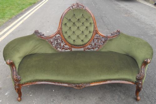Victorian Walnut Framed Upholstered Settee