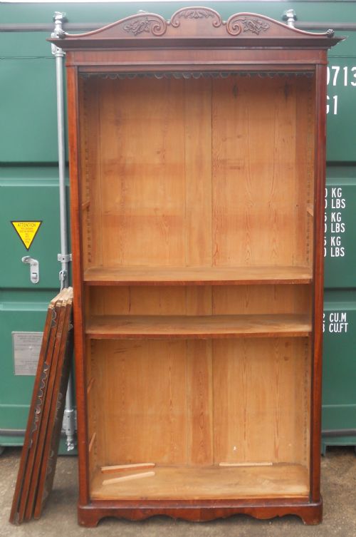 VICTORIAN MAHOGANY TALL OPEN BOOKCASE - ADDITIONAL PHOTO 1