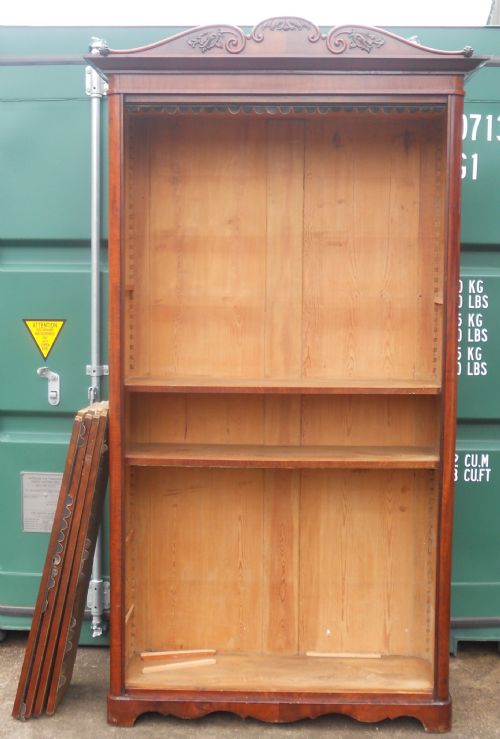 VICTORIAN MAHOGANY TALL OPEN BOOKCASE - ADDITIONAL PHOTO 2