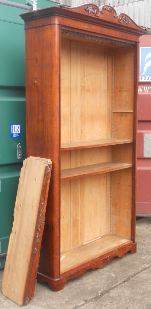 VICTORIAN MAHOGANY TALL OPEN BOOKCASE - ADDITIONAL PHOTO 6