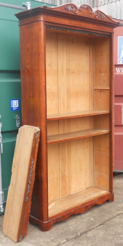 VICTORIAN MAHOGANY TALL OPEN BOOKCASE - ADDITIONAL PHOTO 7