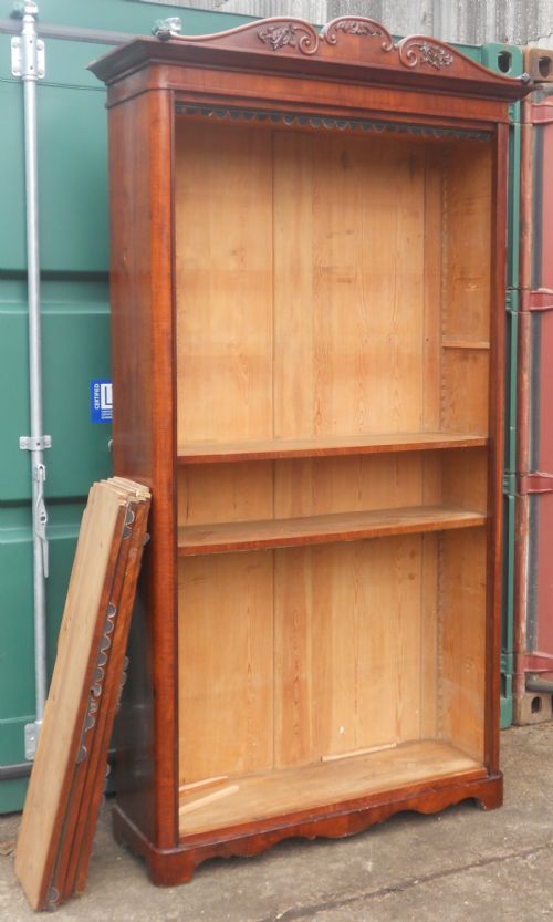 VICTORIAN MAHOGANY TALL OPEN BOOKCASE - ADDITIONAL PHOTO 8